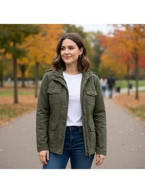 Women's Dark Green Kensie Jeans Cargo Style Jacket